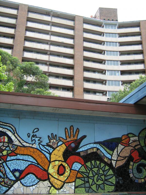 Picture of social housing with mural 