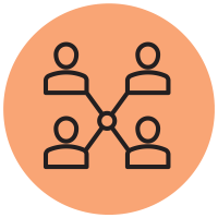 Orange outines of people connected