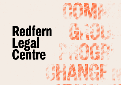 Light orange box with black text that reads "Refern Legal Centre"