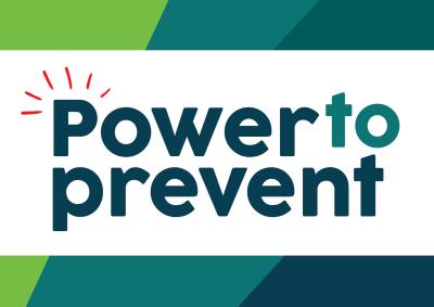 Power To Prevent logo with green and blue background.