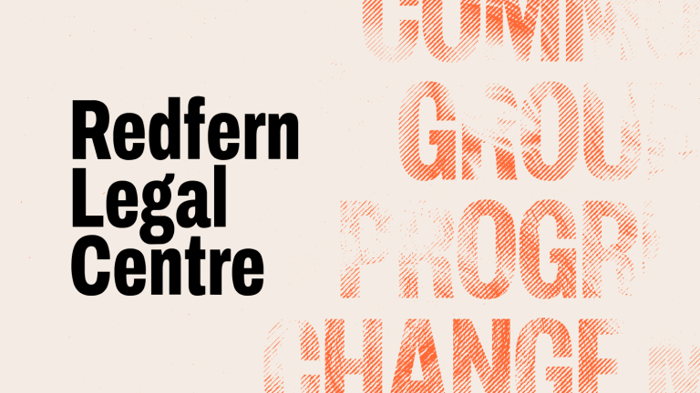 Light orange box with black text that reads "Refern Legal Centre"