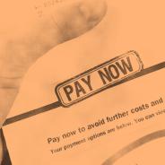 A bill reads pay now