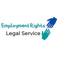 Employment Rights Legal Service logo with an illustration of two hands reaching out, fingers almost touching each other. One hand is dark blue and the other is aqua