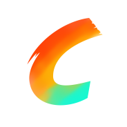 A logo of the letter C coloured red orange and green
