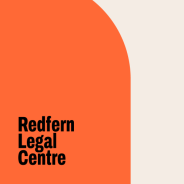 An orange arch containing the text Redfern Legal Centre