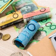 Australian cash on table